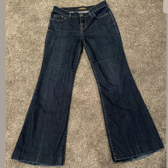 David kahn Denim Flare Jeans Sz 27 Wide Leg Flare Dark Wash Mid Rise - Picture 2 of 11
